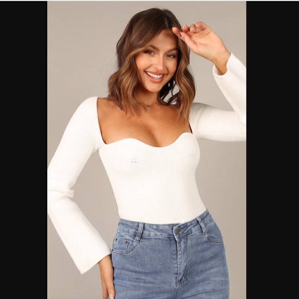 Petal & Pup Aquerelle White Stretch Knit Sweater 12 - Picture 2 of 16